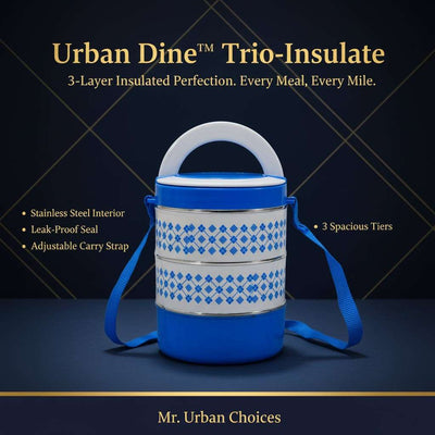 Urban Dine™ Trio-Insulate – Premium 3-Layer Adjustable Stainless Steel Tiffin Box - Mr Urban Choices