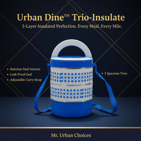Urban Dine™ Trio-Insulate – Premium 3-Layer Adjustable Stainless Steel Tiffin Box