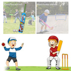 8023 Combo Of Light Weight Plastic Bat Ball  Hockey For Kids