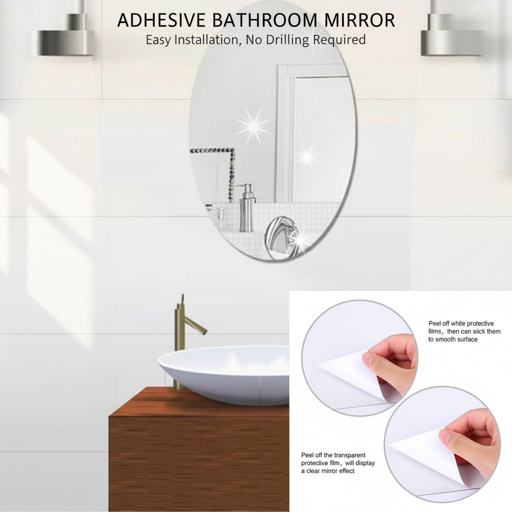 1727 Adhesive Bathroom Mirror Wall