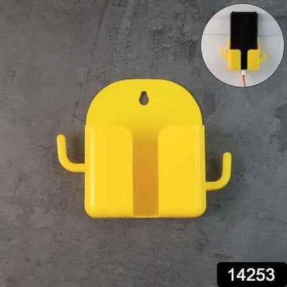 1 Pc Orange Wallmount Mobile Stand With Hook For And Stuffs Purposes.