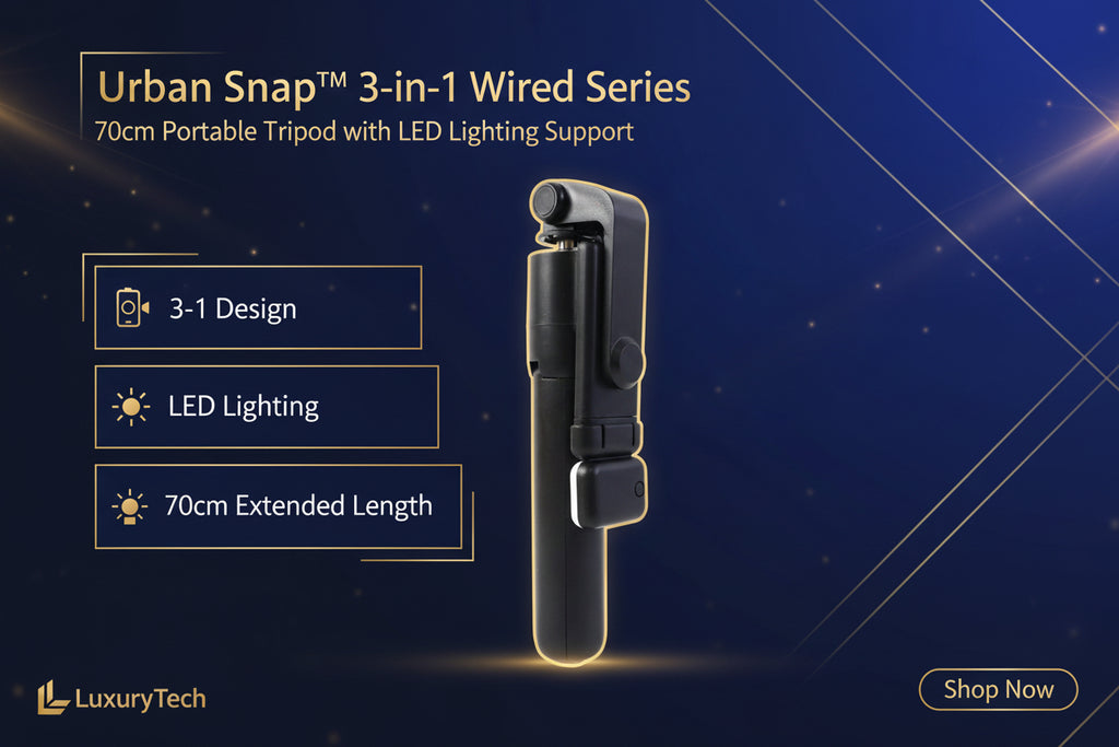 3 In 1 Wired Selfie Stick With Extendable Handle (70 Cm Long)