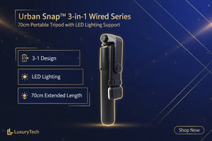 Urban Snap™ 3-in-1 Wired Series – (70cm) Portable Tripod with LED Lighting Support