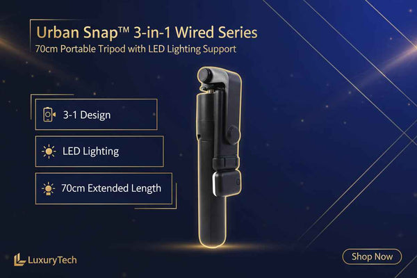Urban Snap™ 3-in-1 Wired Series – (70cm) Portable Tripod with LED Lighting Support - Mr Urban Choices