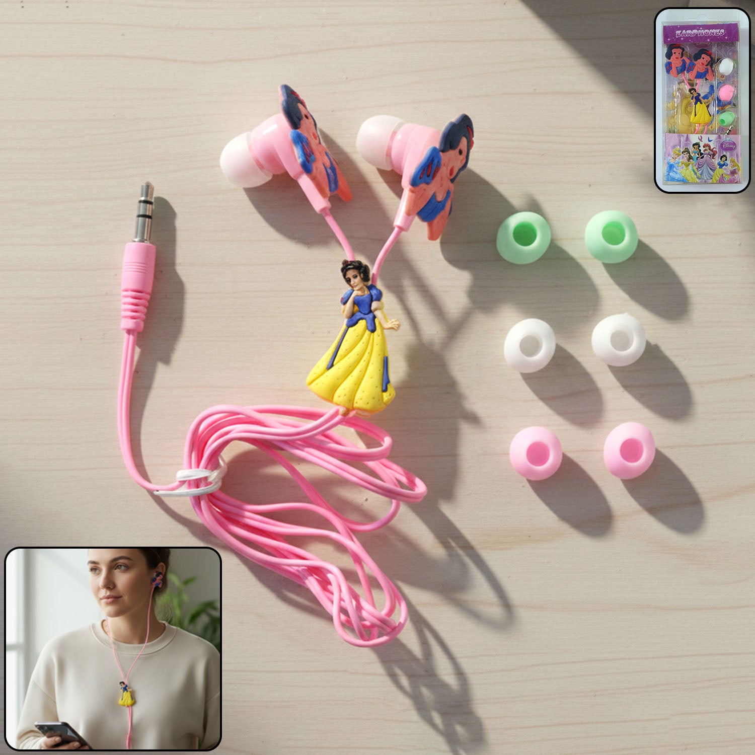Cute Cartoon Style Wired In-ear Earphones (1 Set)