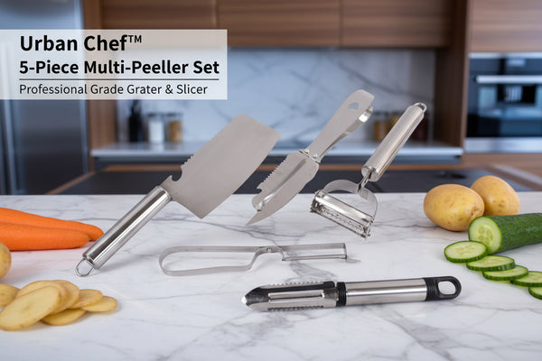 Urban Chef™ 5-Piece Multi-Peeler Set – Professional Grade Grater & Slicer for Kitchen - Mr. Urban Choices