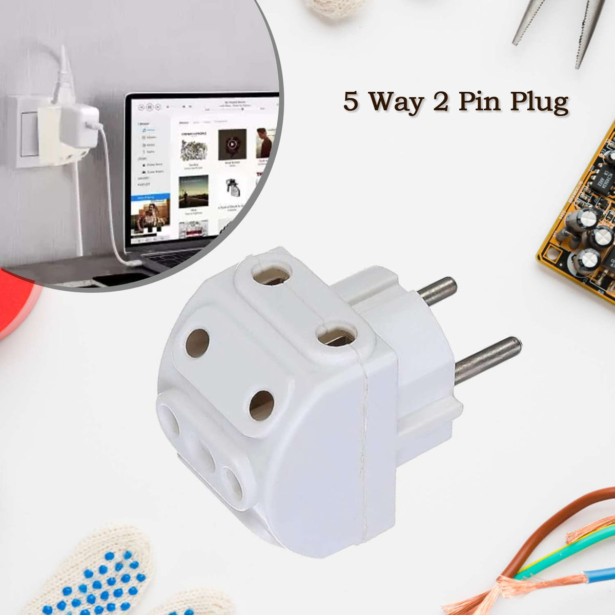 Urban Tech™ Power-Pent – 5-Way 2-Pin Multi-Plug Socket Converter - Mr Urban Choices