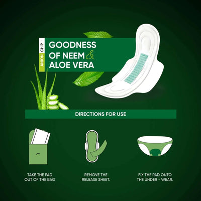 Sanitary Pads For Women With Goodness Of Neem  Aloe Vera  Ultra Thin  Leakage Protection  Ph Balance  With Antibacterial Anion Chip  5x More Absorbance (320 Mm  32 Pads)